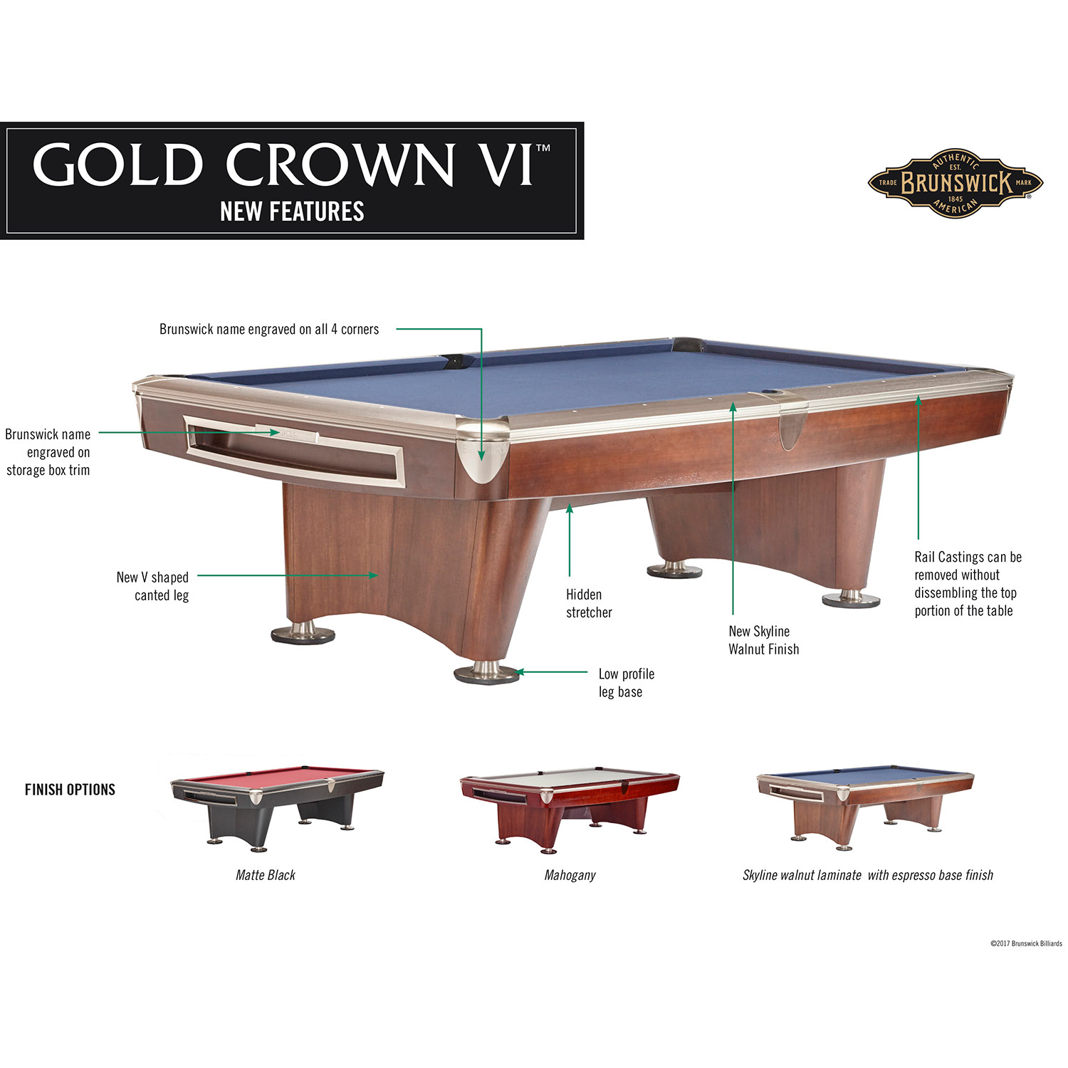 Brunswick pooltafel Gold Crown VI 9ft